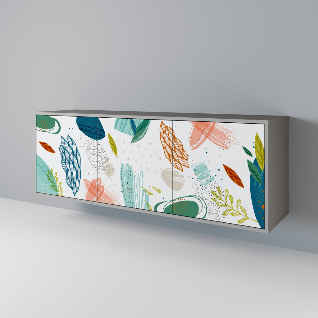 BOTANICAL HURRICANE Sideboard mit 3 Türen in Grau