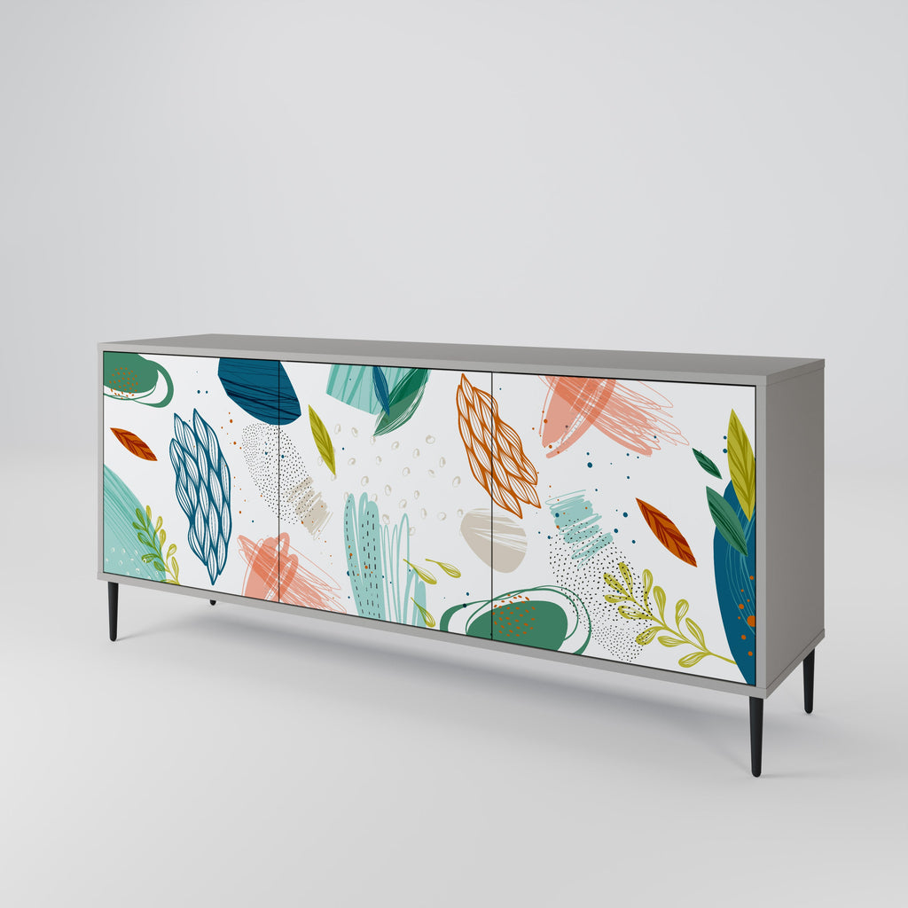BOTANICAL HURRICANE Sideboard mit 3 Türen in Grau