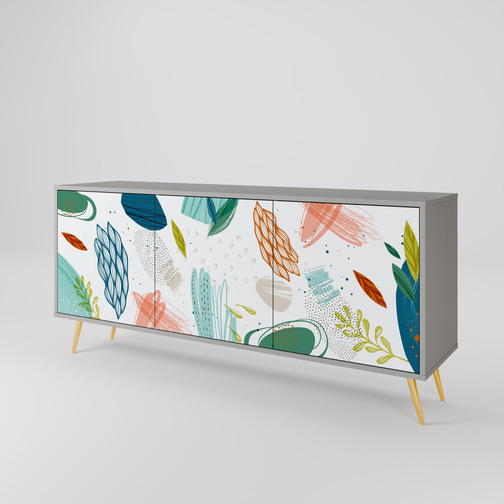 BOTANICAL HURRICANE Sideboard mit 3 Türen in Grau