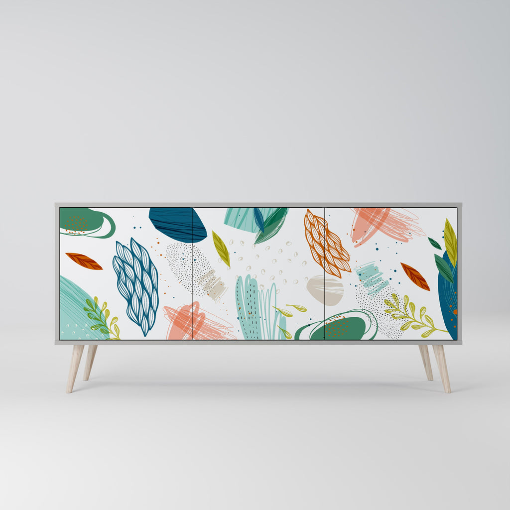 BOTANICAL HURRICANE Sideboard mit 3 Türen in Grau