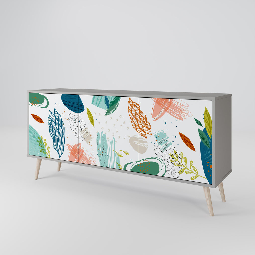 BOTANICAL HURRICANE Sideboard mit 3 Türen in Grau
