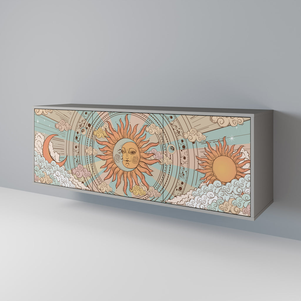 MYSTICAL STRUCTURE Sideboard mit 3 Türen in Grau