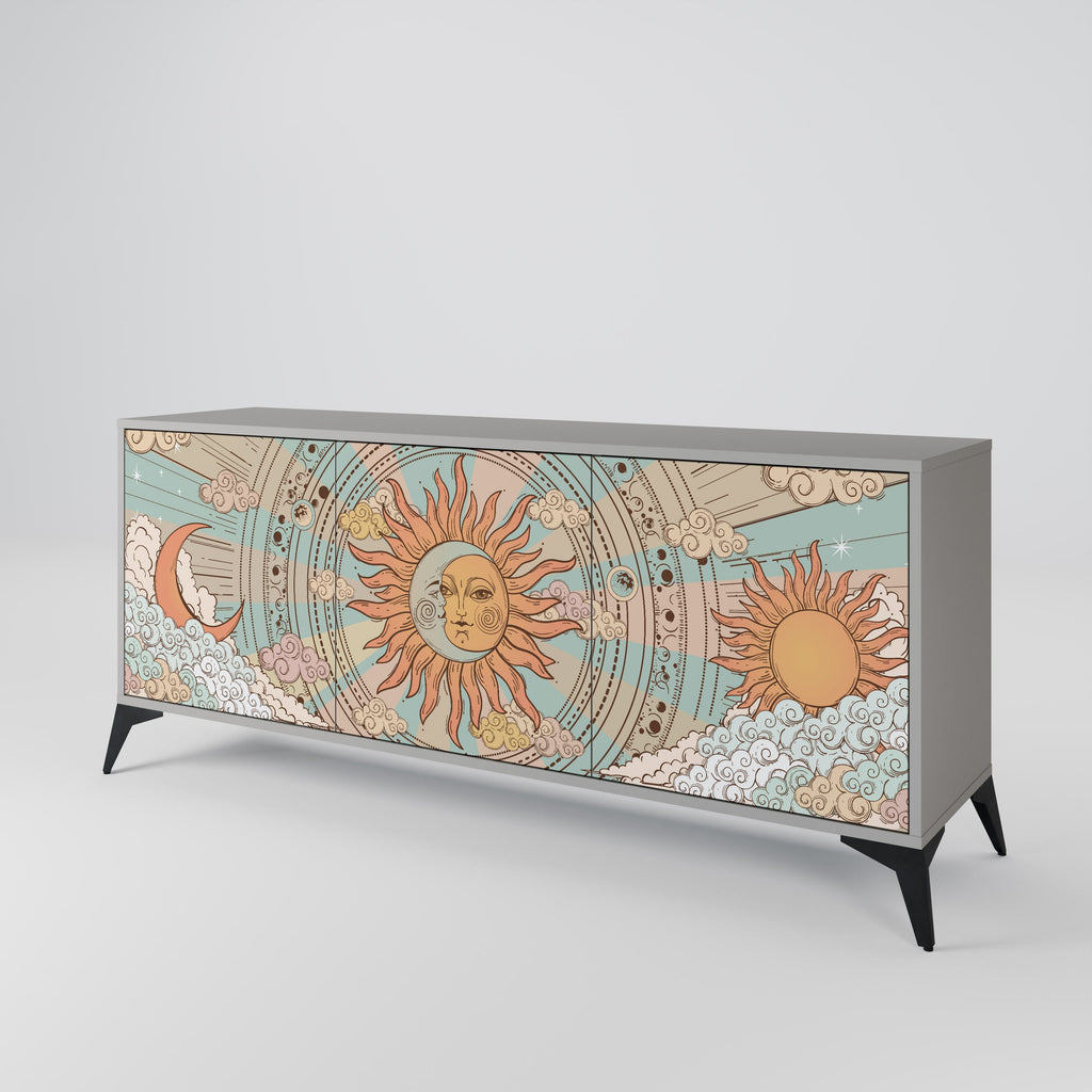 MYSTICAL STRUCTURE Sideboard mit 3 Türen in Grau