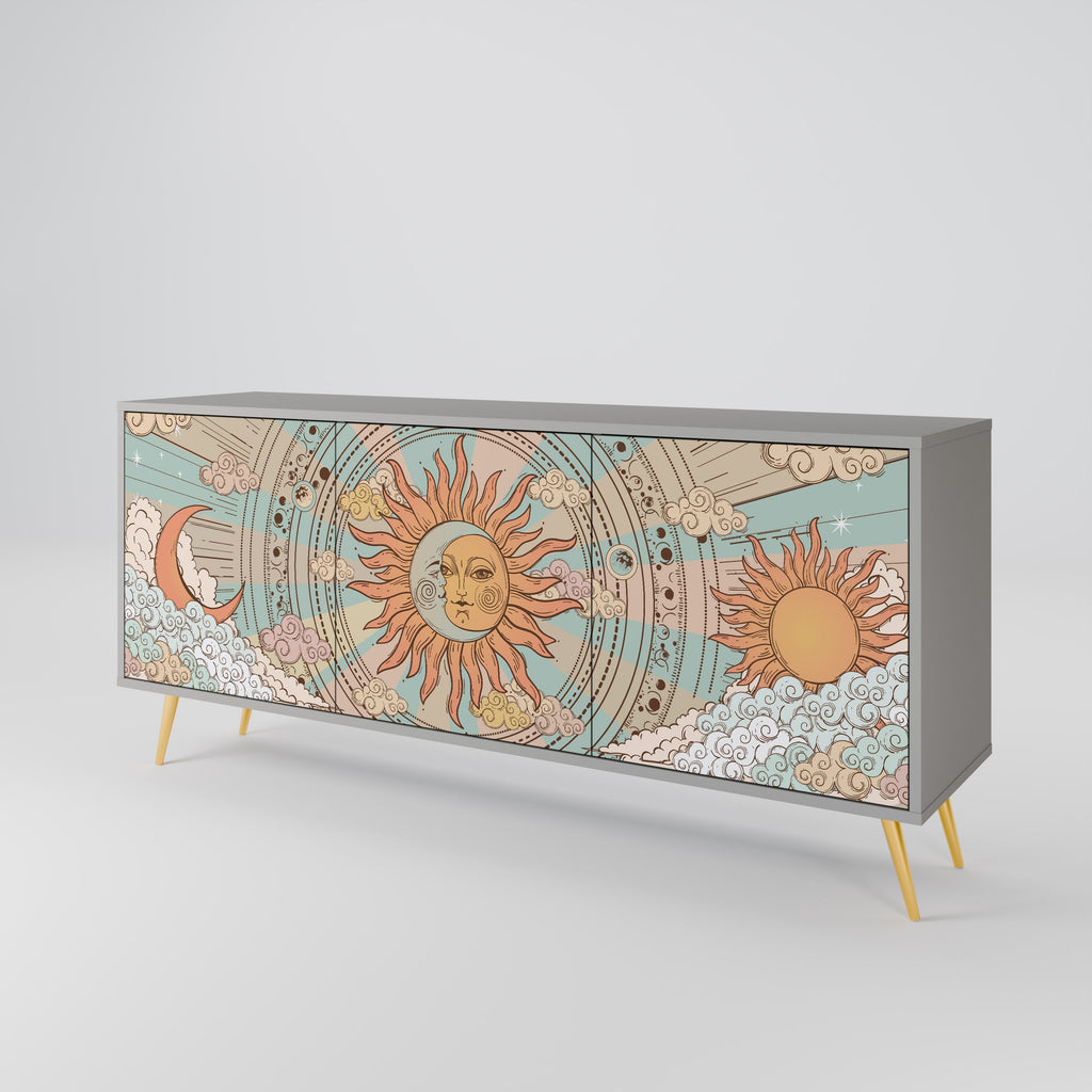 MYSTICAL STRUCTURE Sideboard mit 3 Türen in Grau