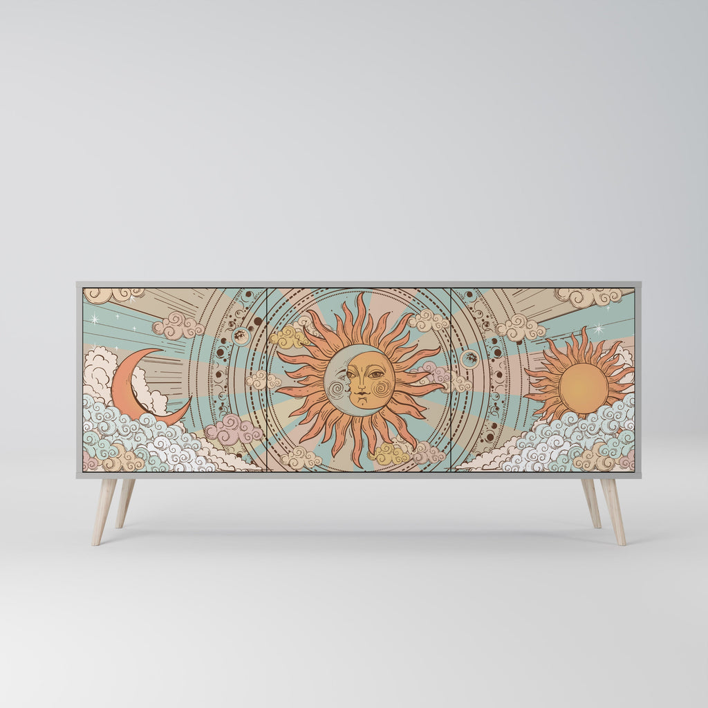 MYSTICAL STRUCTURE Sideboard mit 3 Türen in Grau