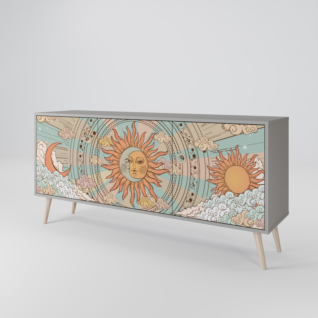 MYSTICAL STRUCTURE Sideboard mit 3 Türen in Grau