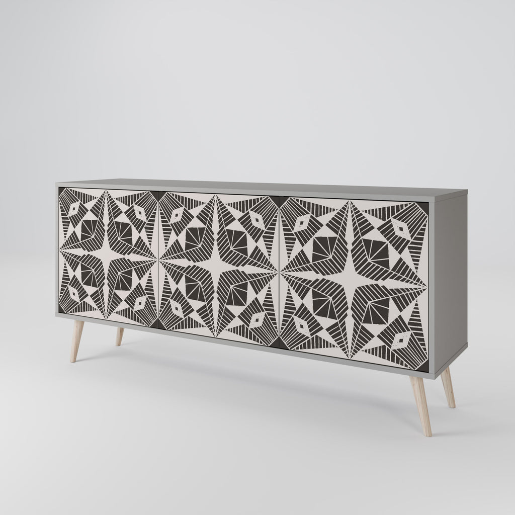 MONOCHROME NEXUS 3-Door Sideboard in Grey Finish
