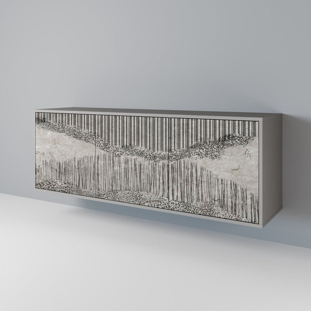 GRAIN LINES Sideboard mit 3 Türen in Grau