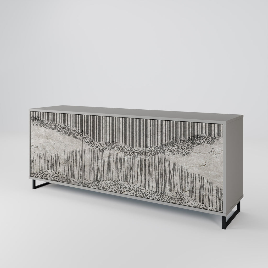 GRAIN LINES Sideboard mit 3 Türen in Grau