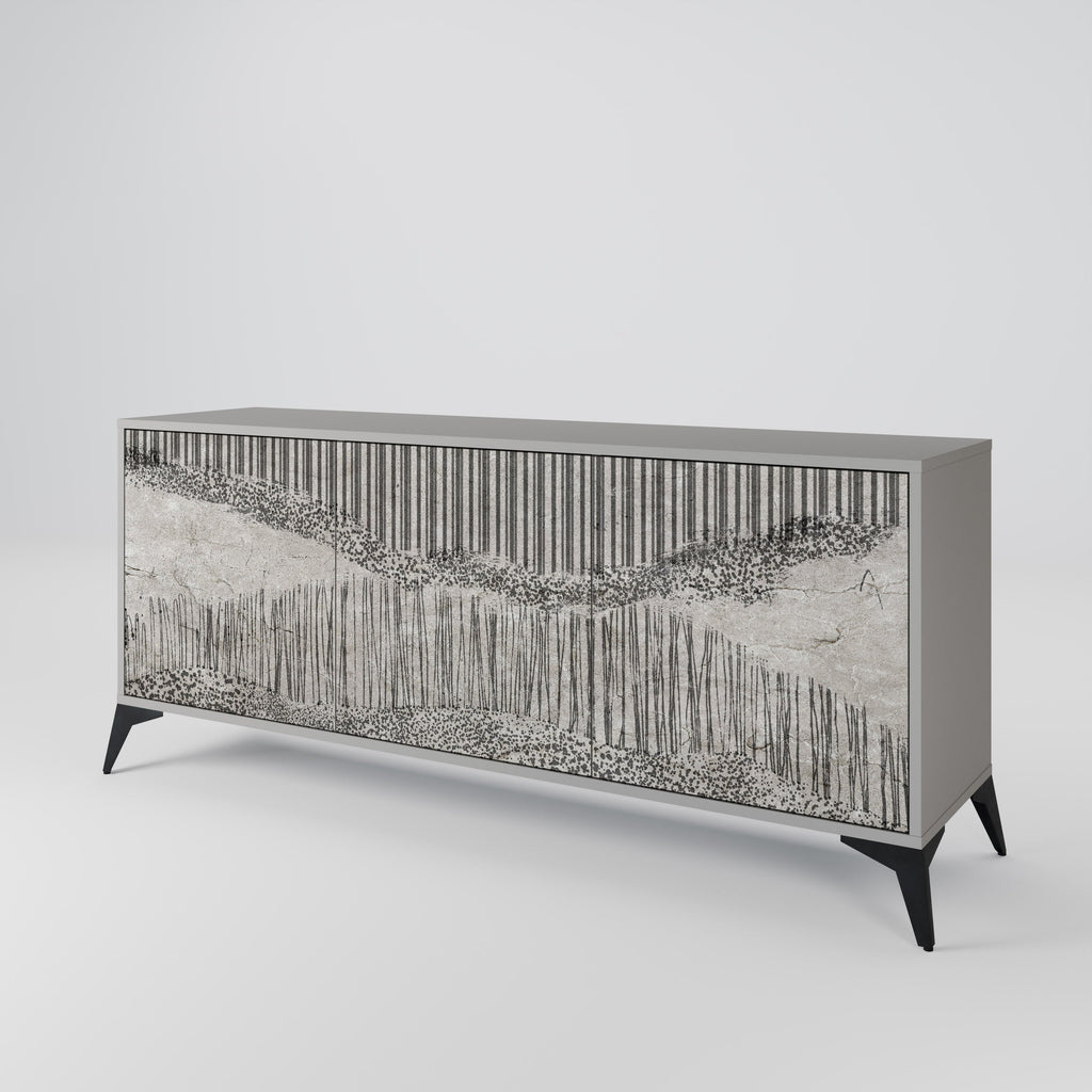 GRAIN LINES Sideboard mit 3 Türen in Grau