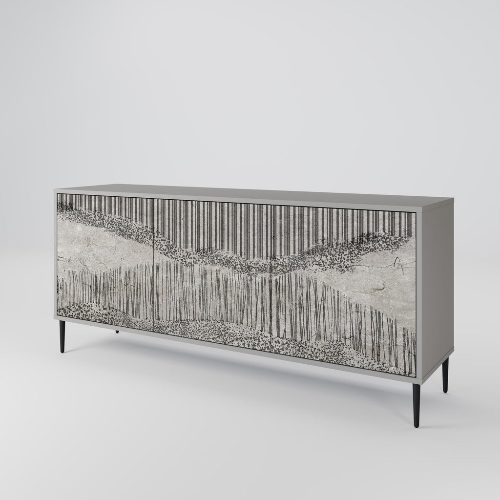 GRAIN LINES Sideboard mit 3 Türen in Grau
