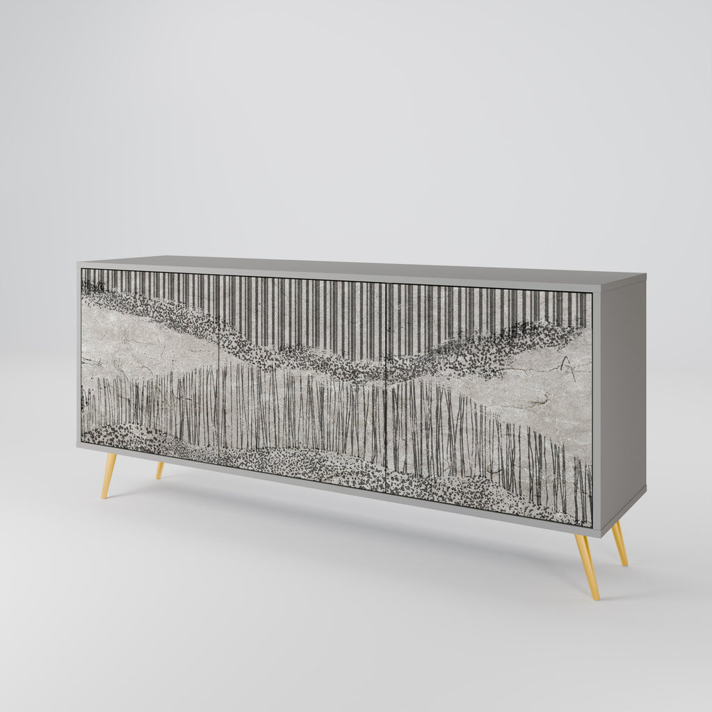 GRAIN LINES Sideboard mit 3 Türen in Grau