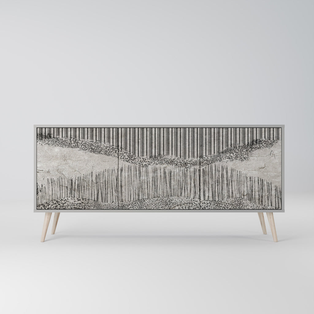 GRAIN LINES Sideboard mit 3 Türen in Grau