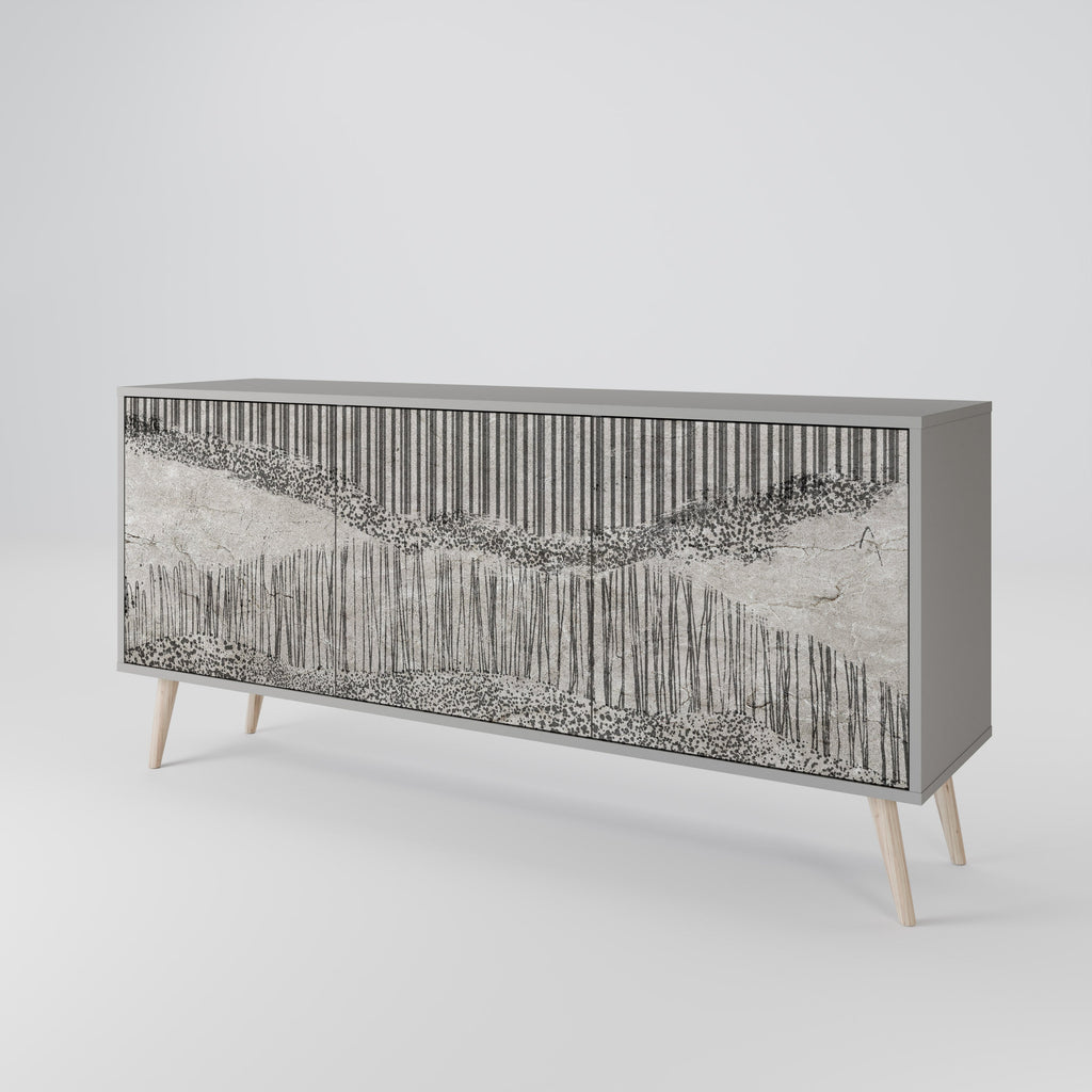 GRAIN LINES Sideboard mit 3 Türen in Grau