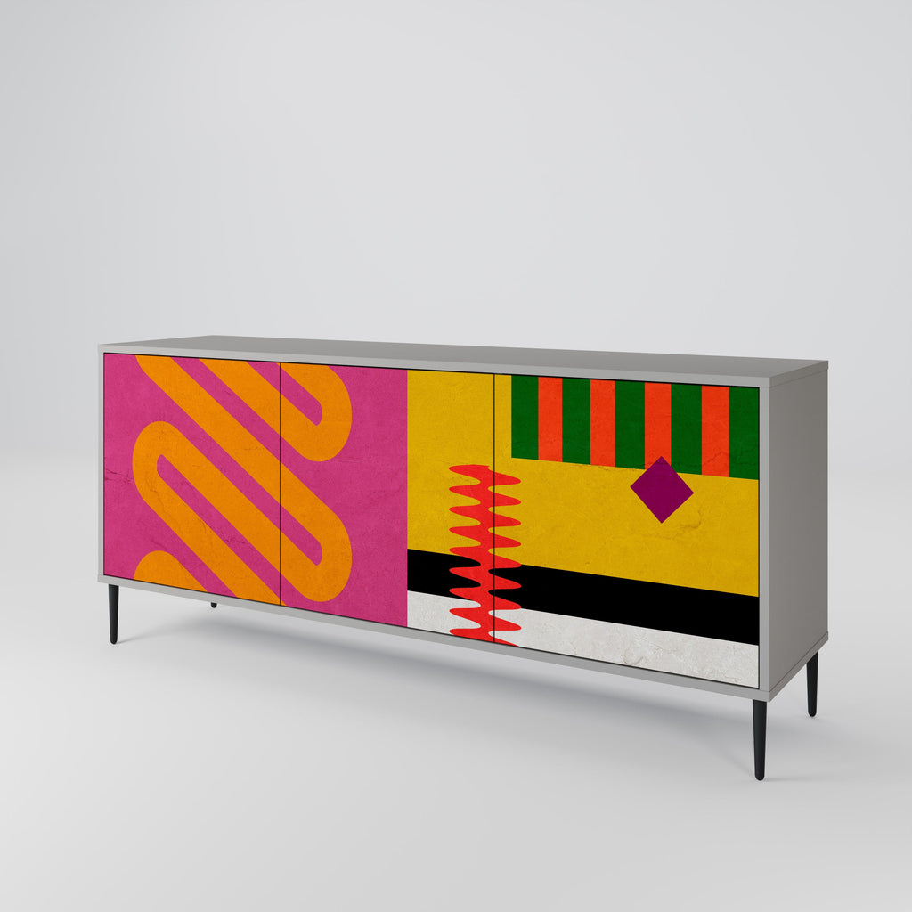 VIVID ART 3-Door Sideboard in Grey Finish
