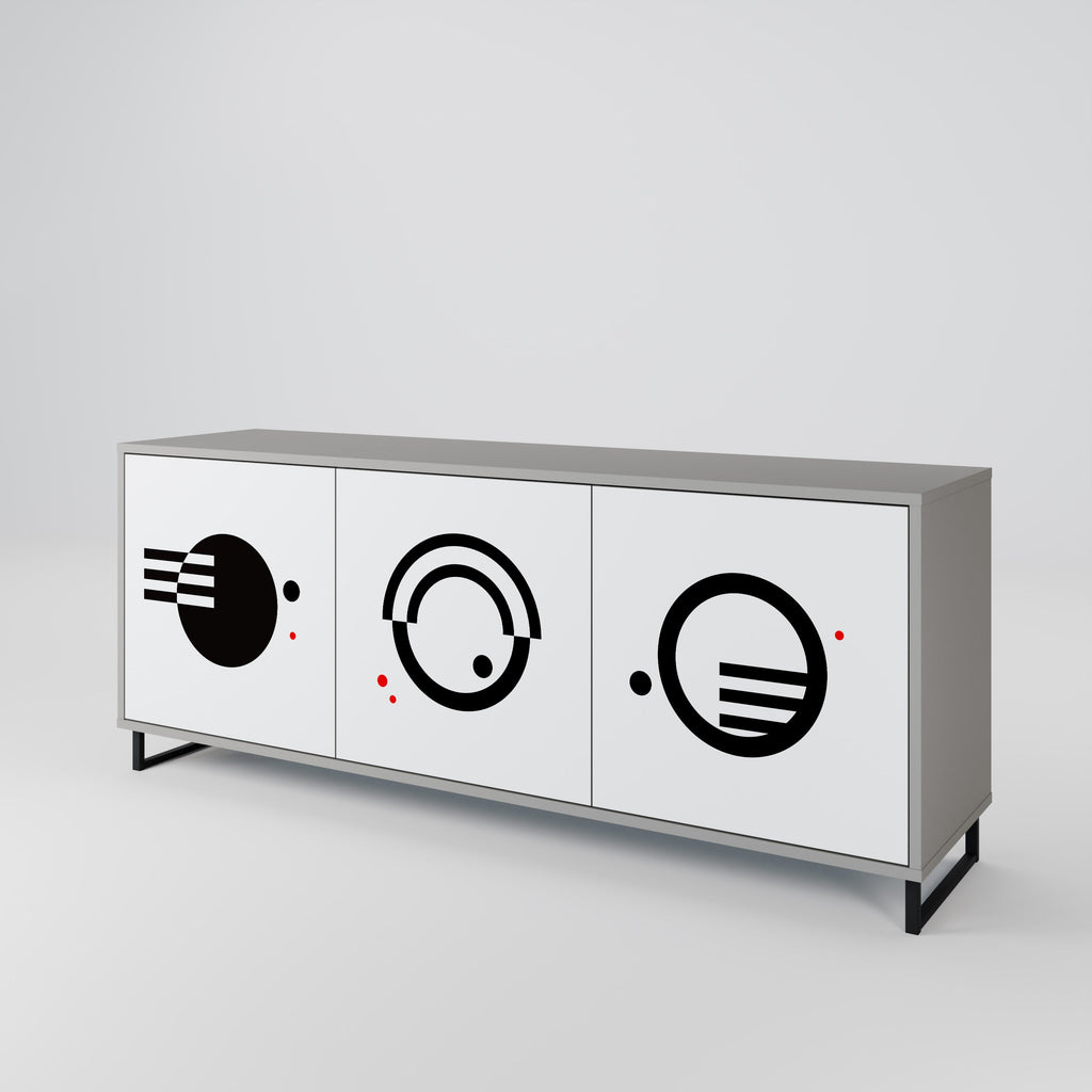 BLACK AND WHITE COMBINATION 3-Door Sideboard in Grey Finish