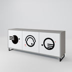 BLACK AND WHITE COMBINATION 3-Door Sideboard in Grey Finish
