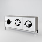 BLACK AND WHITE COMBINATION 3-Door Sideboard in Grey Finish
