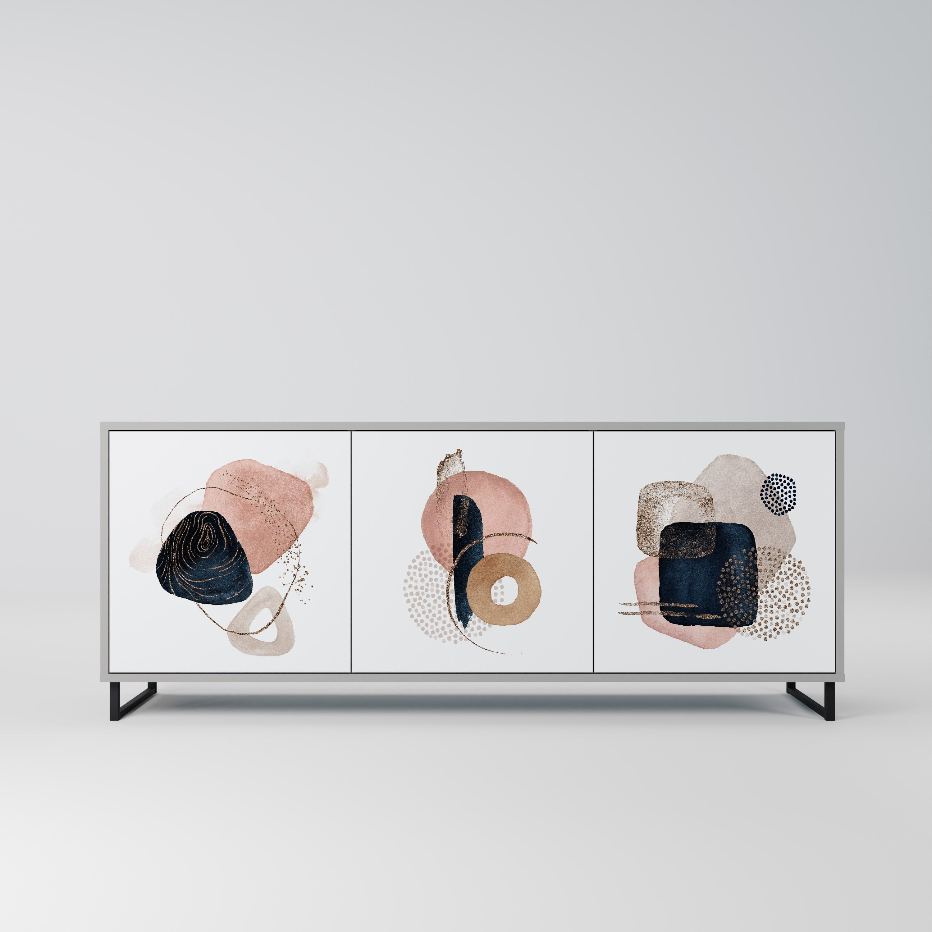 COLORFUL SHAPES 3-Door Sideboard in Grey Finish