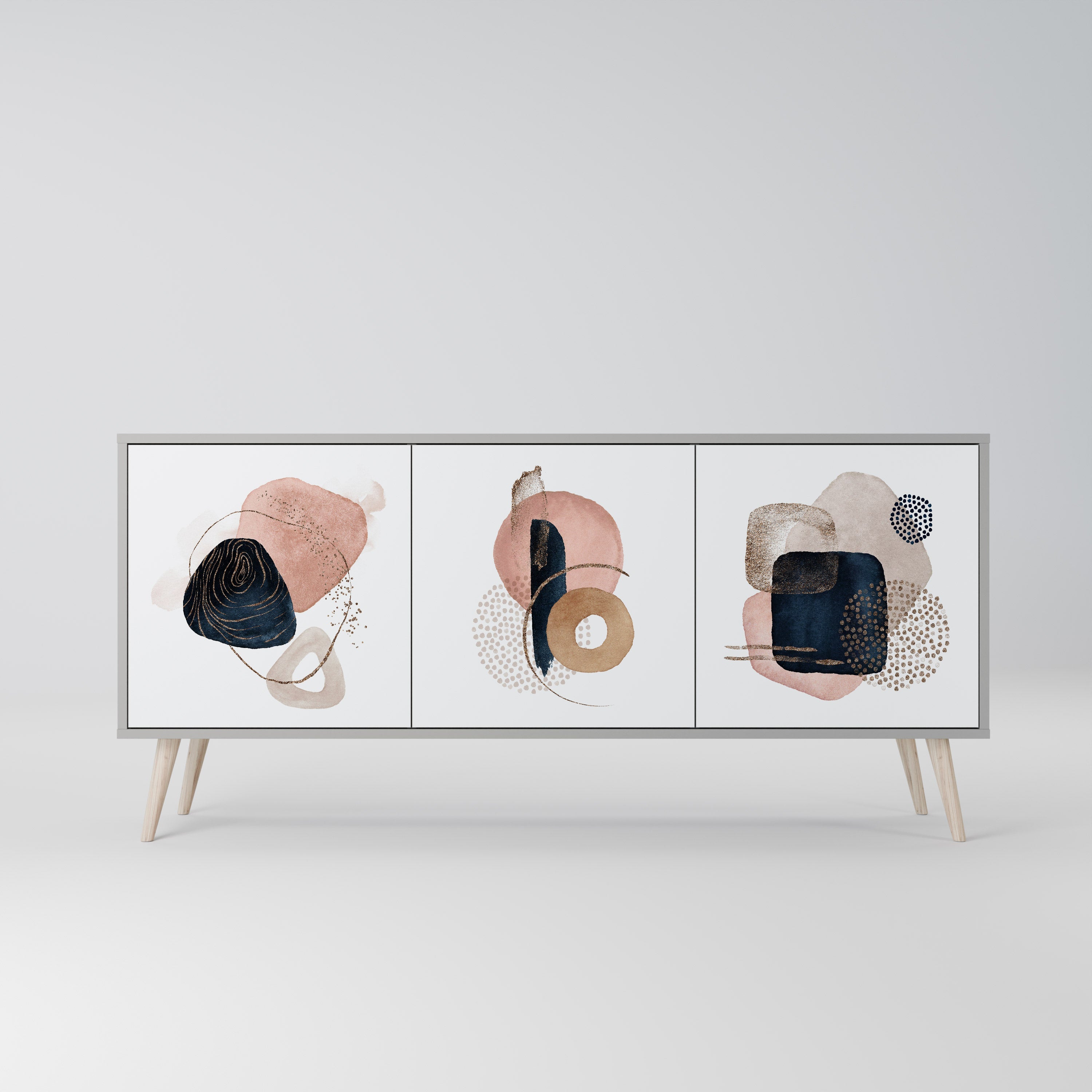 COLORFUL SHAPES 3-Door Sideboard in Grey Finish