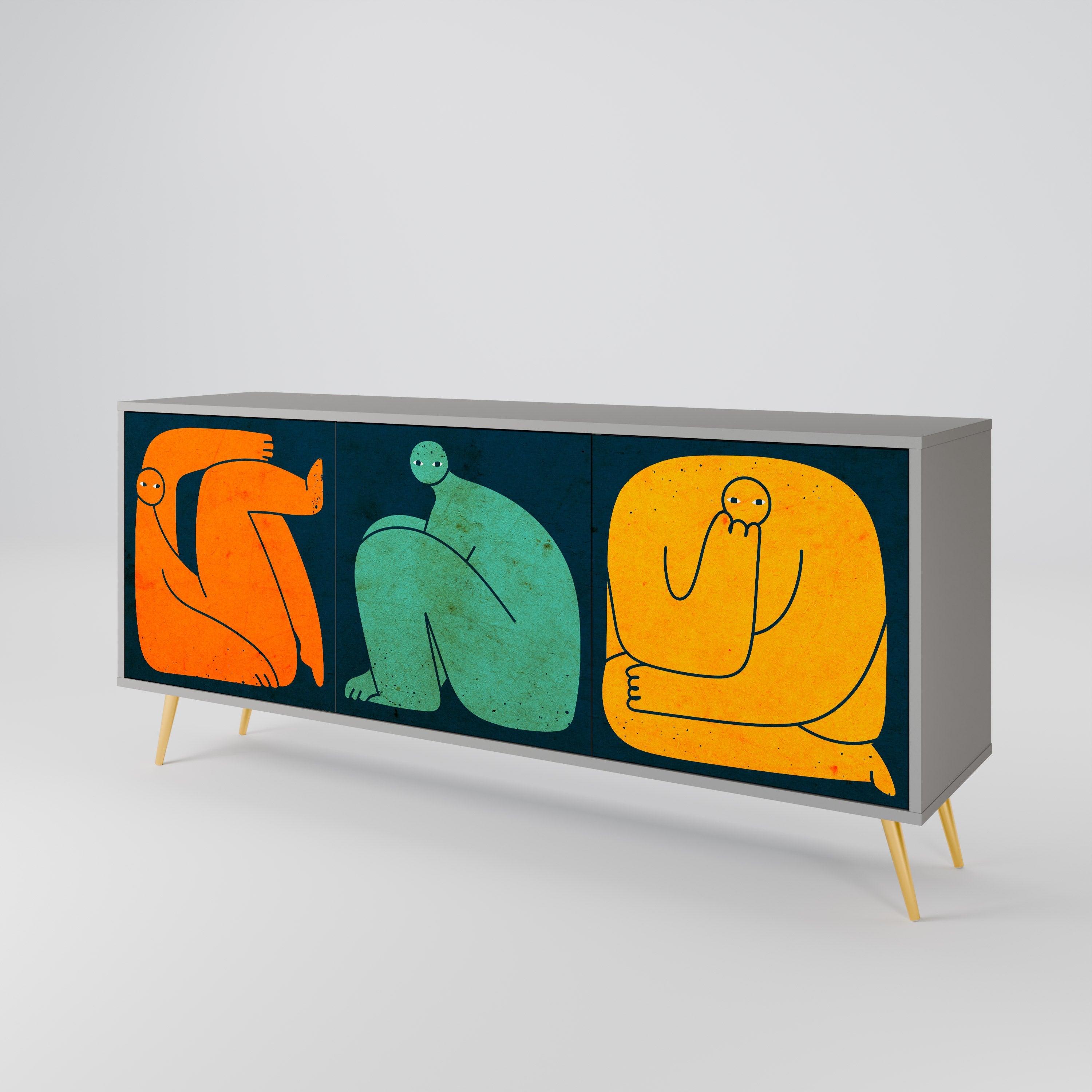 TOGETHER BUT SEPARATELY 3-Door Sideboard in Grey Finish