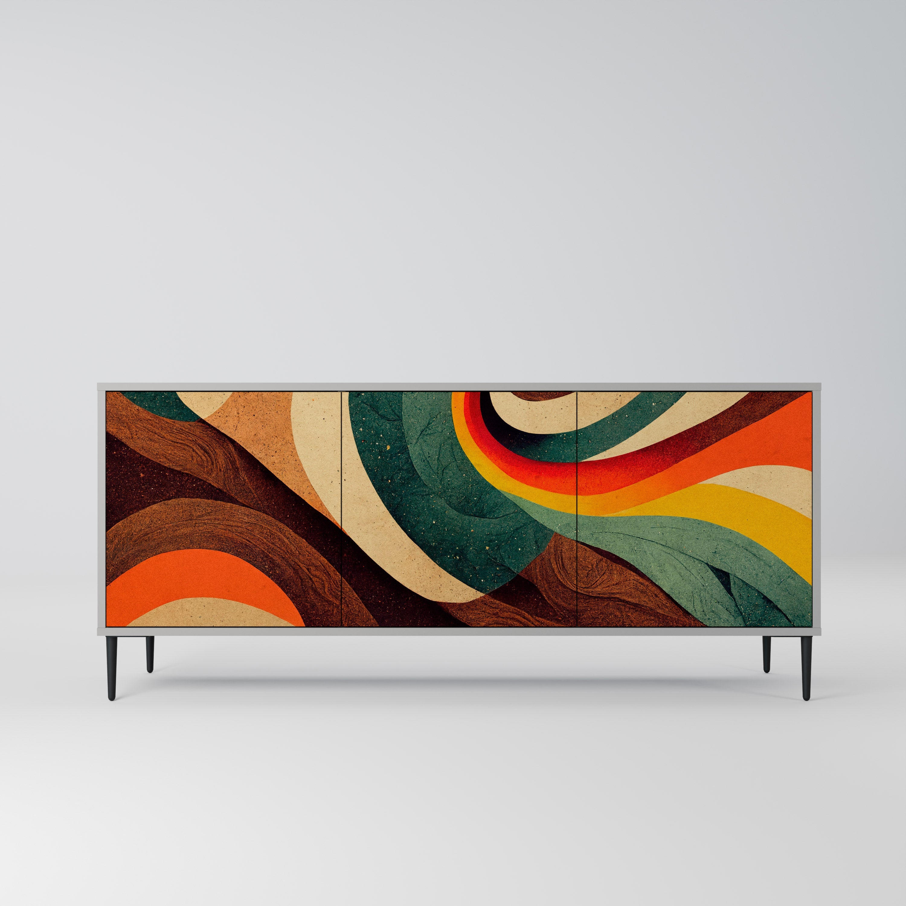 COLORFUL STRANDS 3-Door Sideboard in Grey Finish