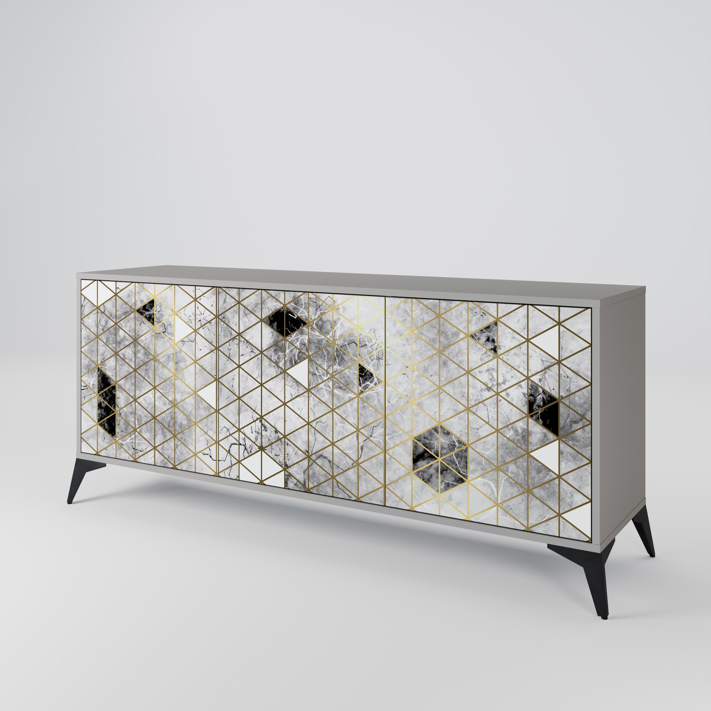 ASHEN ARIA 3-Door Sideboard in Grey Finish