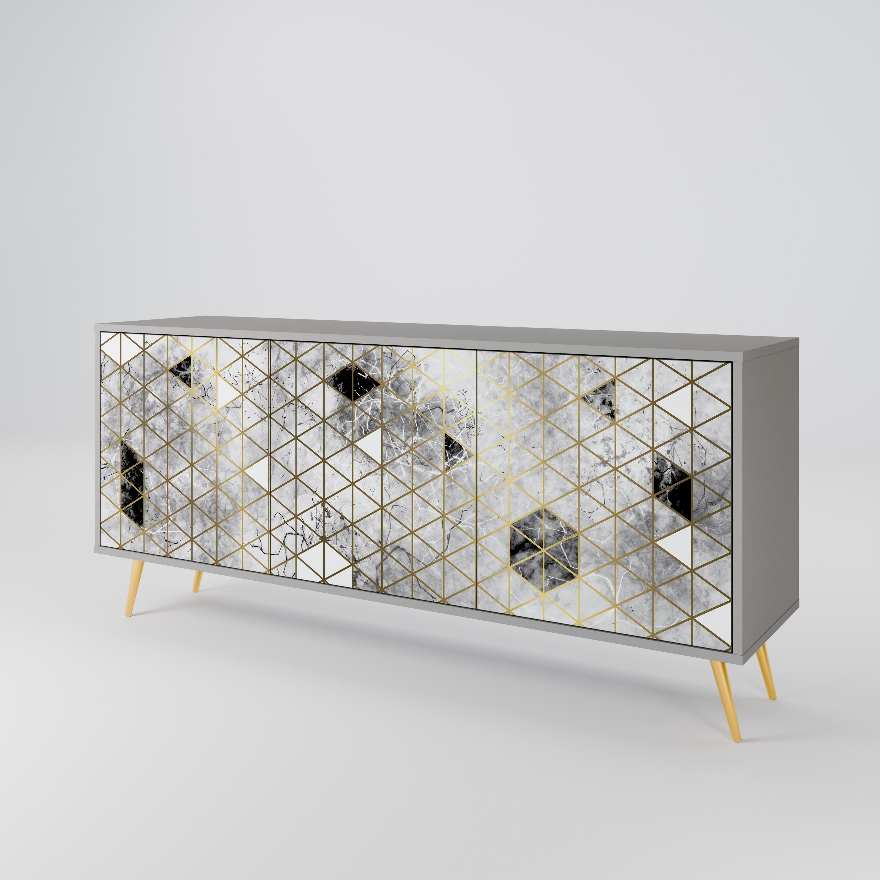 ASHEN ARIA 3-Door Sideboard in Grey Finish