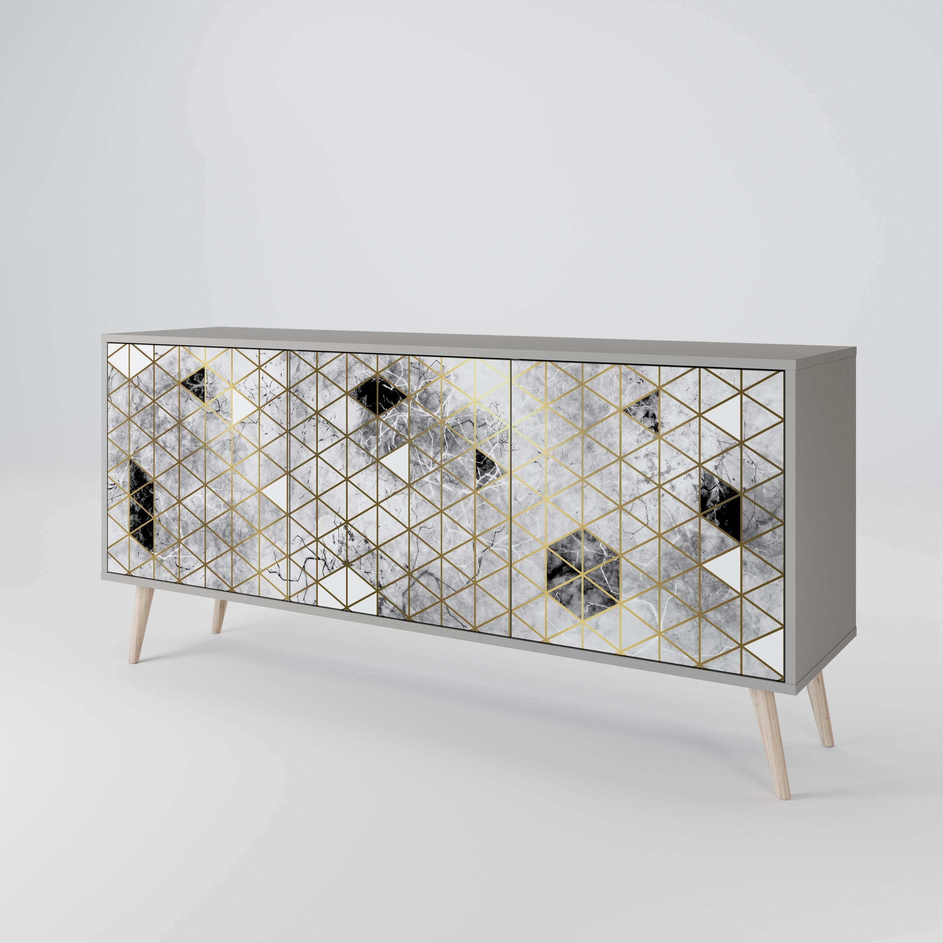 ASHEN ARIA 3-Door Sideboard in Grey Finish