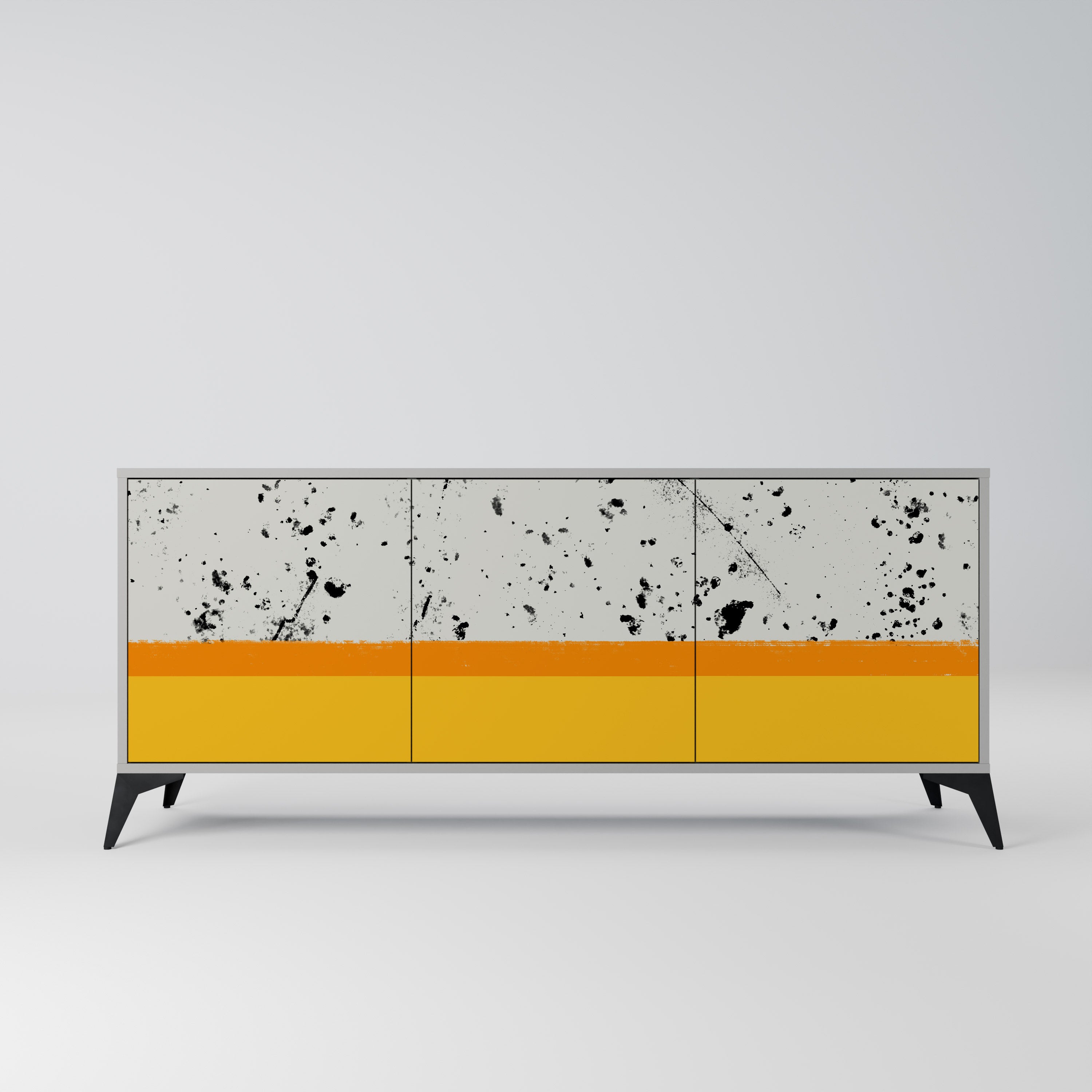 DYED BY ORANGE 3-Door Sideboard in Grey Finish