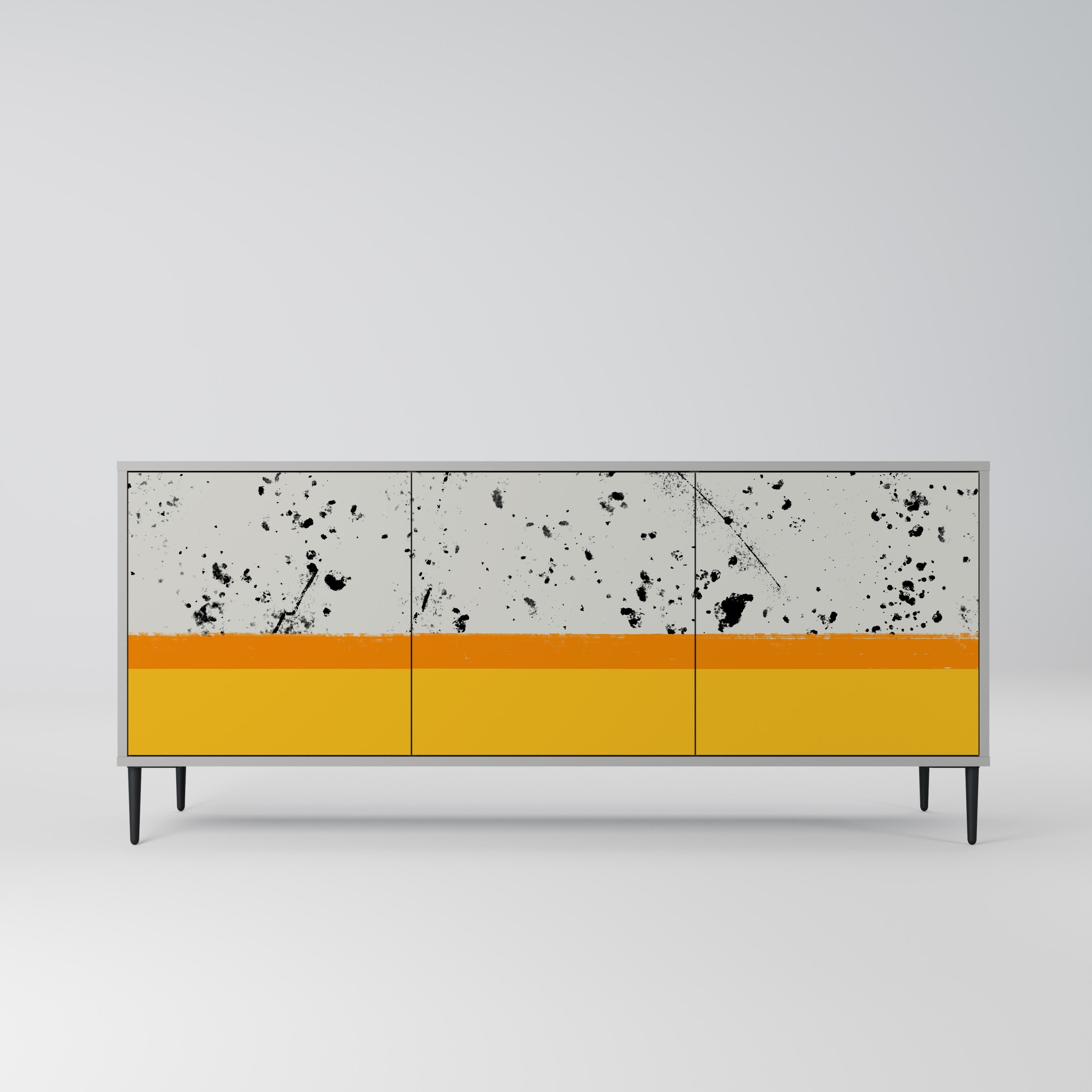 DYED BY ORANGE 3-Door Sideboard in Grey Finish