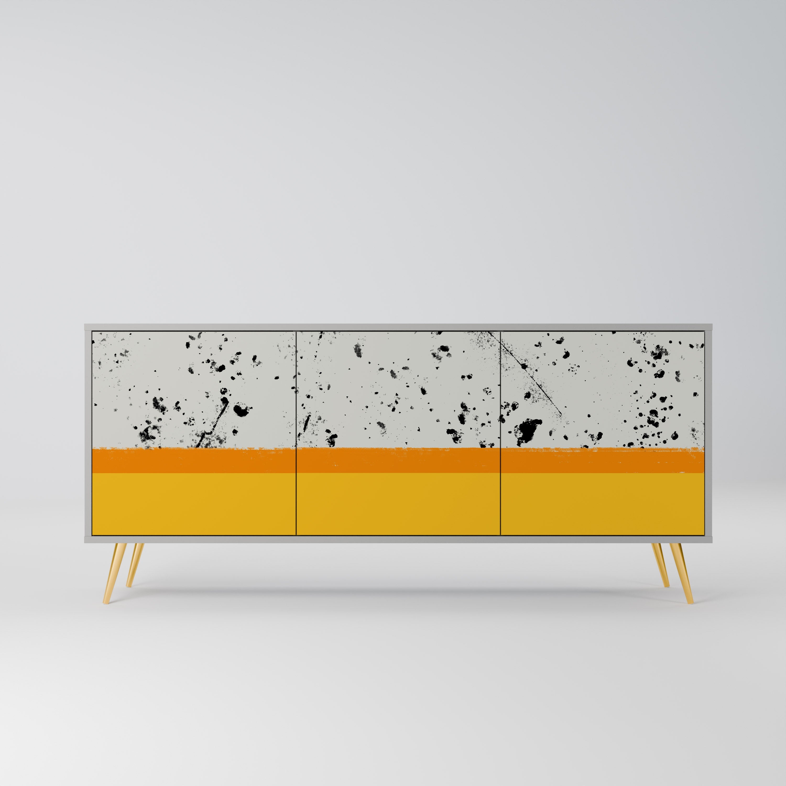 DYED BY ORANGE 3-Door Sideboard in Grey Finish