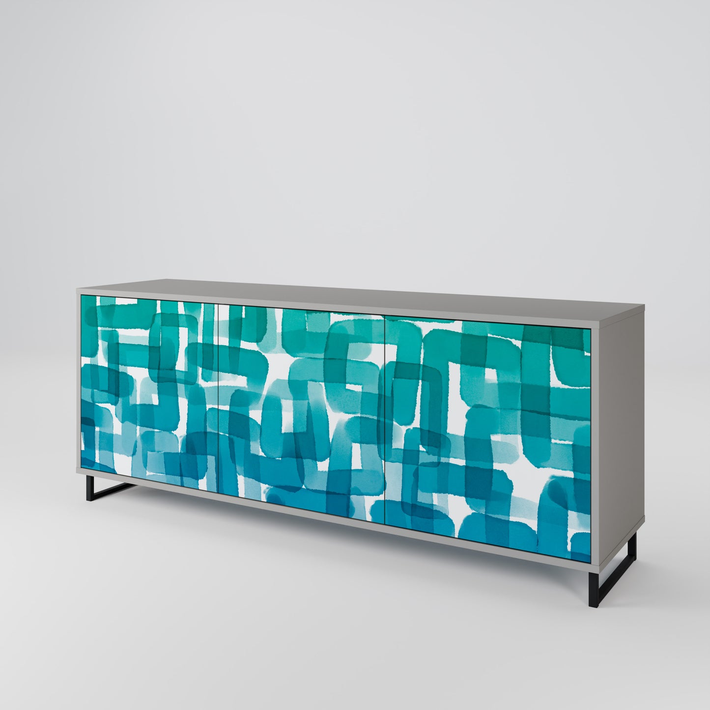 TURQUOISE RECTANGLES 3-türiges Sideboard