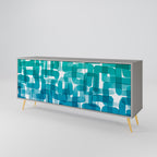 TURQUOISE RECTANGLES Sideboard mit 3 Türen in Grau