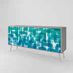 TURQUOISE RECTANGLES Sideboard mit 3 Türen in Grau