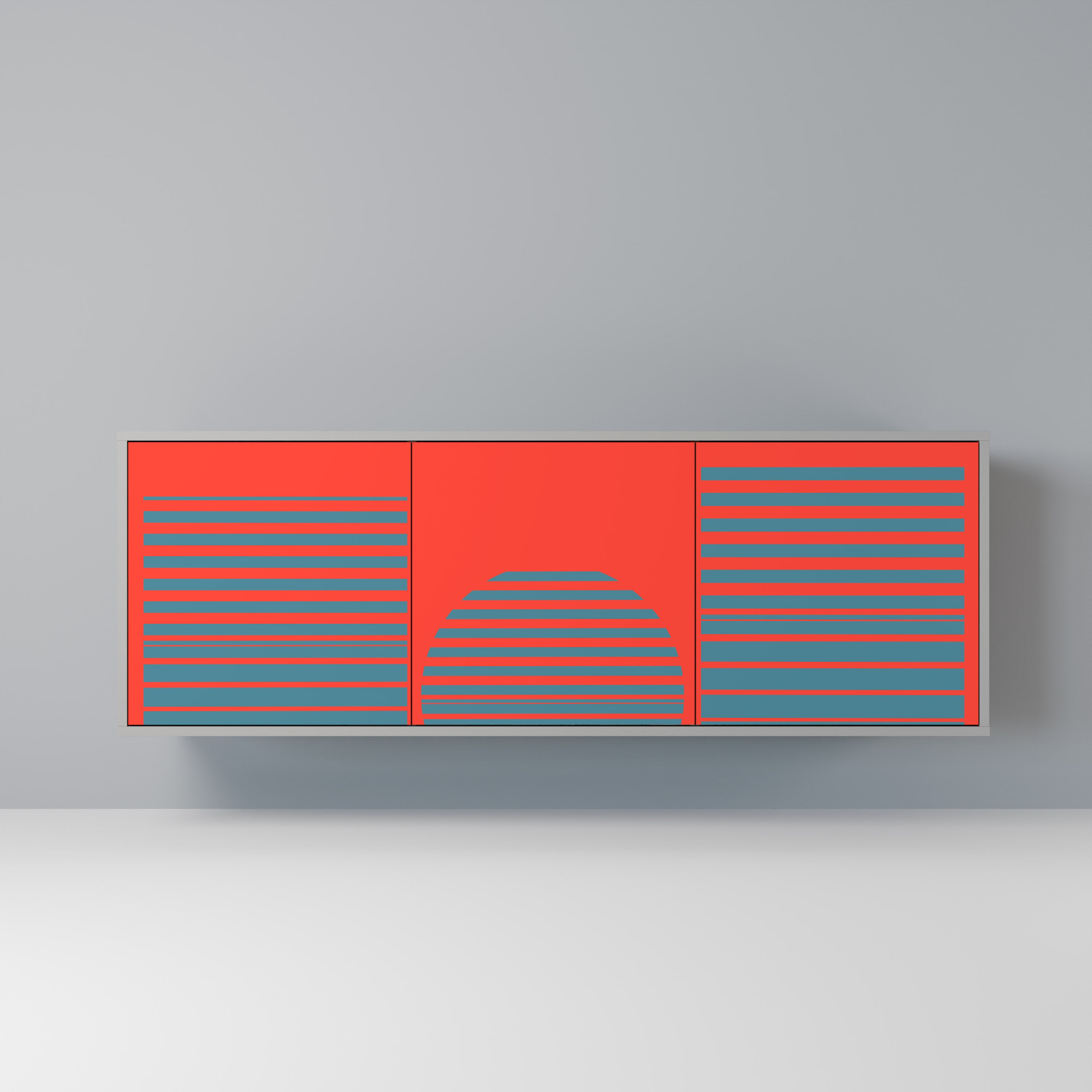 RISING GEOMETRY STARS 3-Door Sideboard in Grey Finish