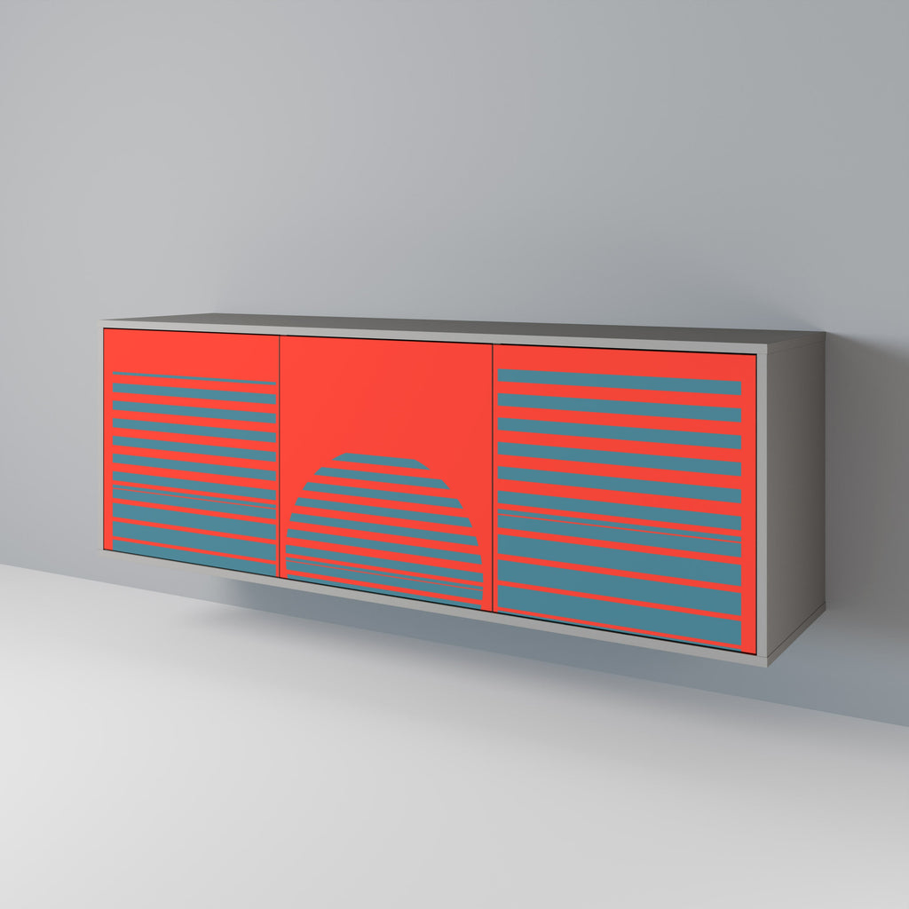 RISING GEOMETRY STARS Sideboard mit 3 Türen in grauem Finish