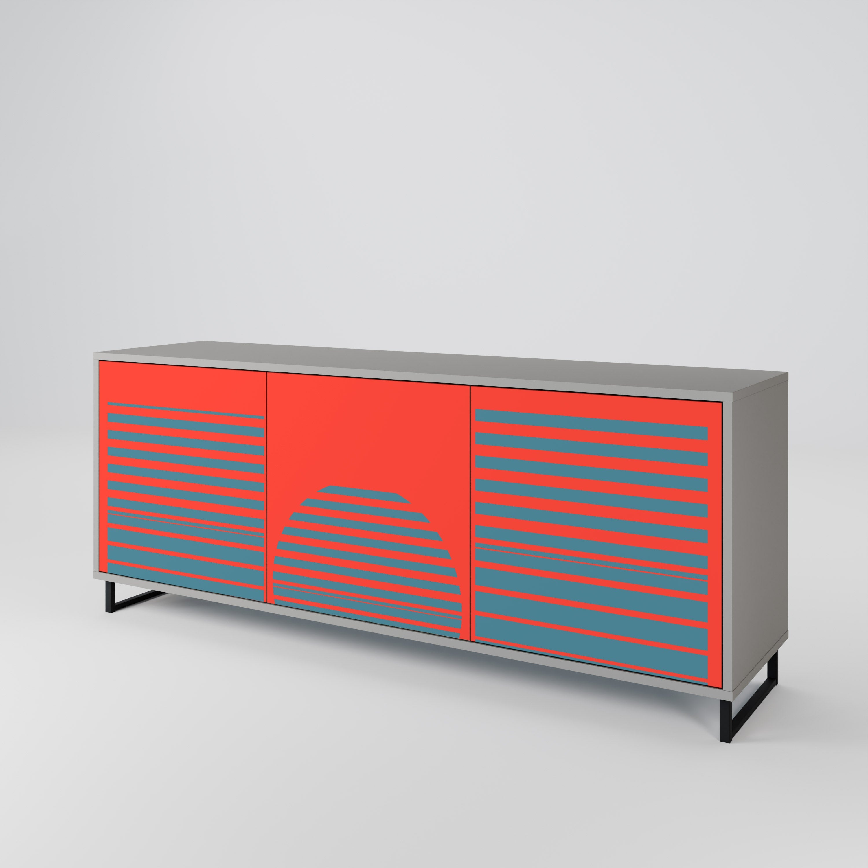 RISING GEOMETRY STARS 3-Door Sideboard in Grey Finish