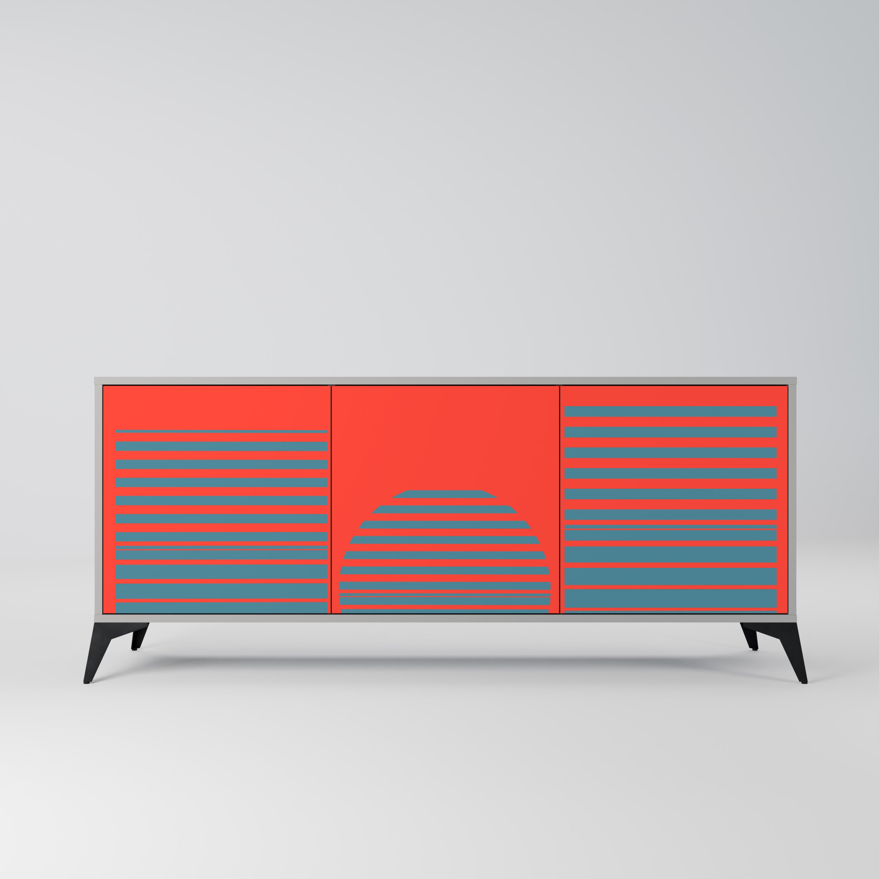 RISING GEOMETRY STARS 3-Door Sideboard in Grey Finish