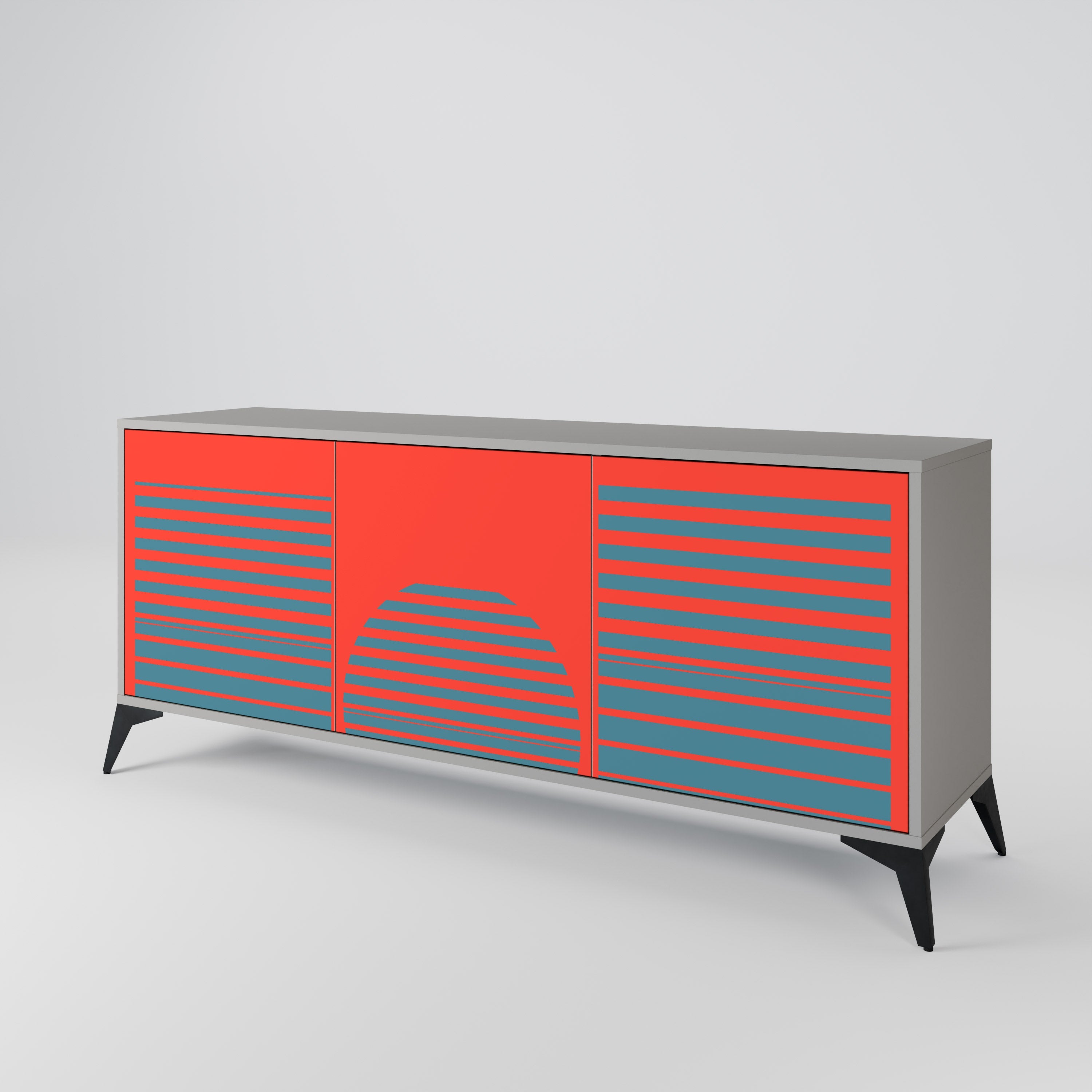 RISING GEOMETRY STARS 3-Door Sideboard in Grey Finish