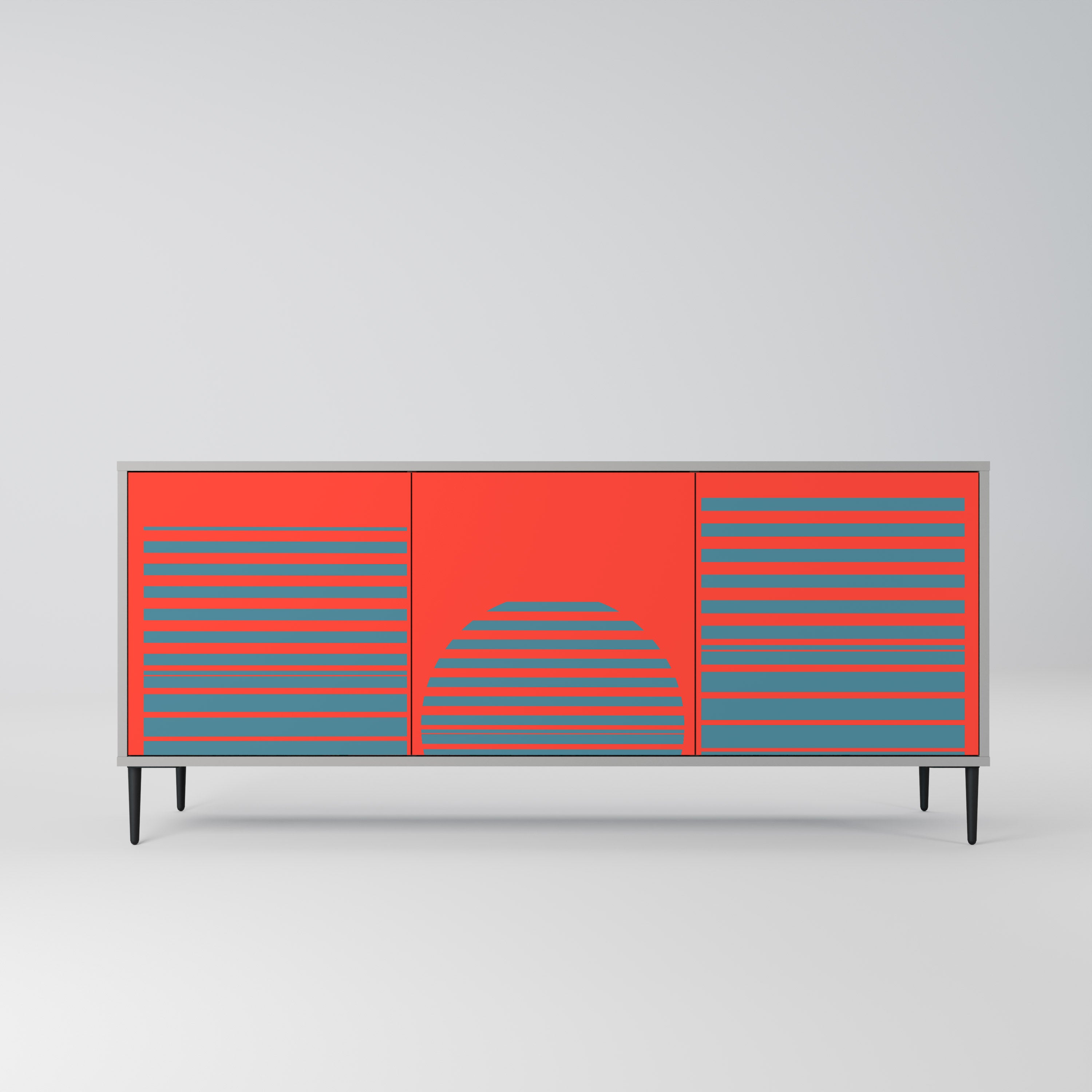 RISING GEOMETRY STARS 3-Door Sideboard in Grey Finish