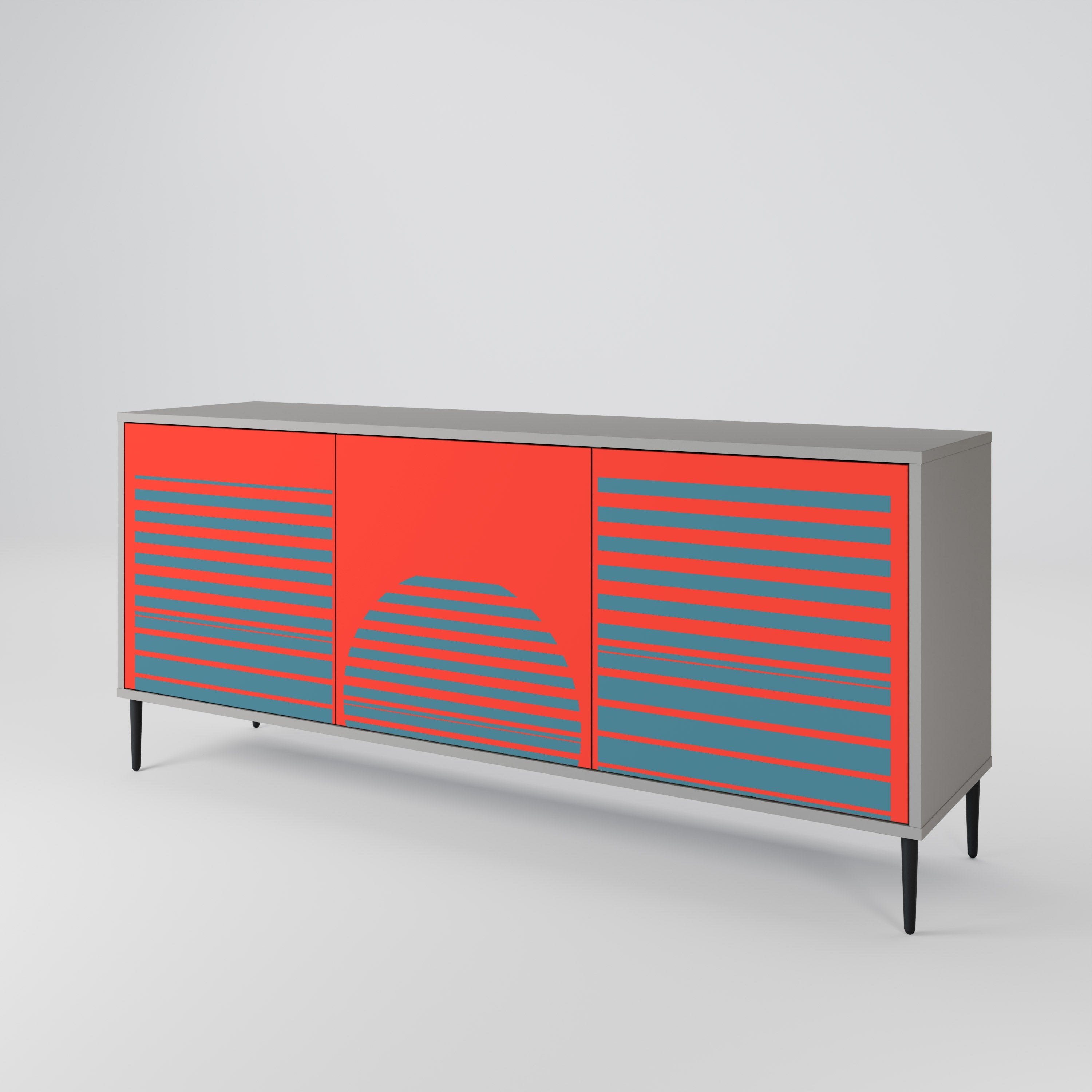 RISING GEOMETRY STARS 3-Door Sideboard in Grey Finish