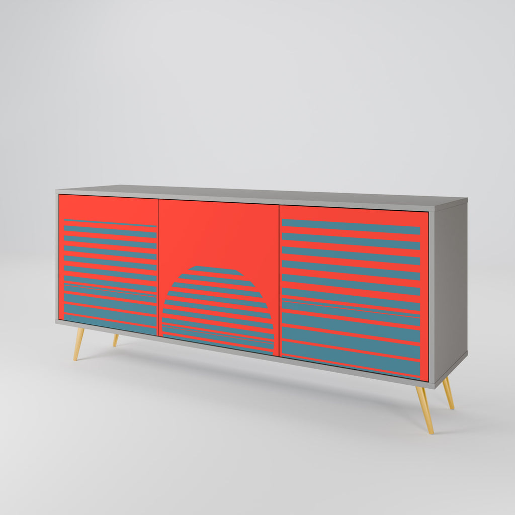 RISING GEOMETRY STARS Sideboard mit 3 Türen in grauem Finish