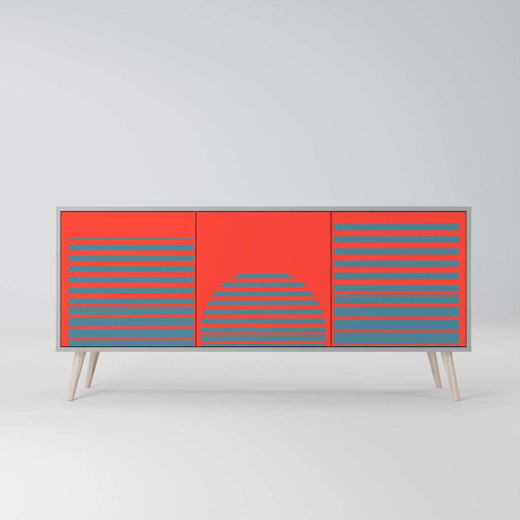 RISING GEOMETRY STARS Sideboard mit 3 Türen in grauem Finish