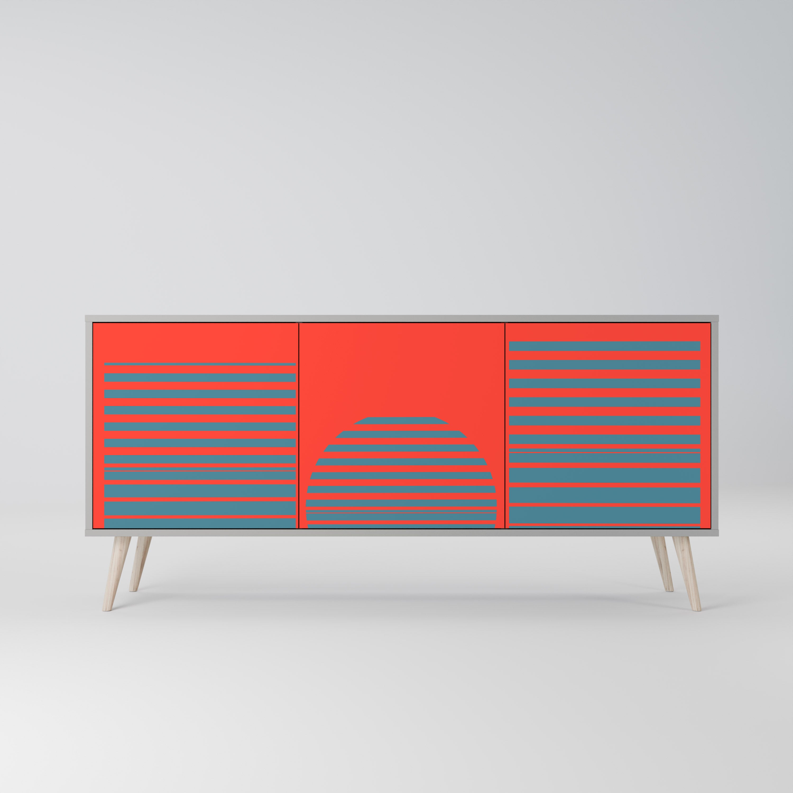 RISING GEOMETRY STARS 3-Door Sideboard in Grey Finish