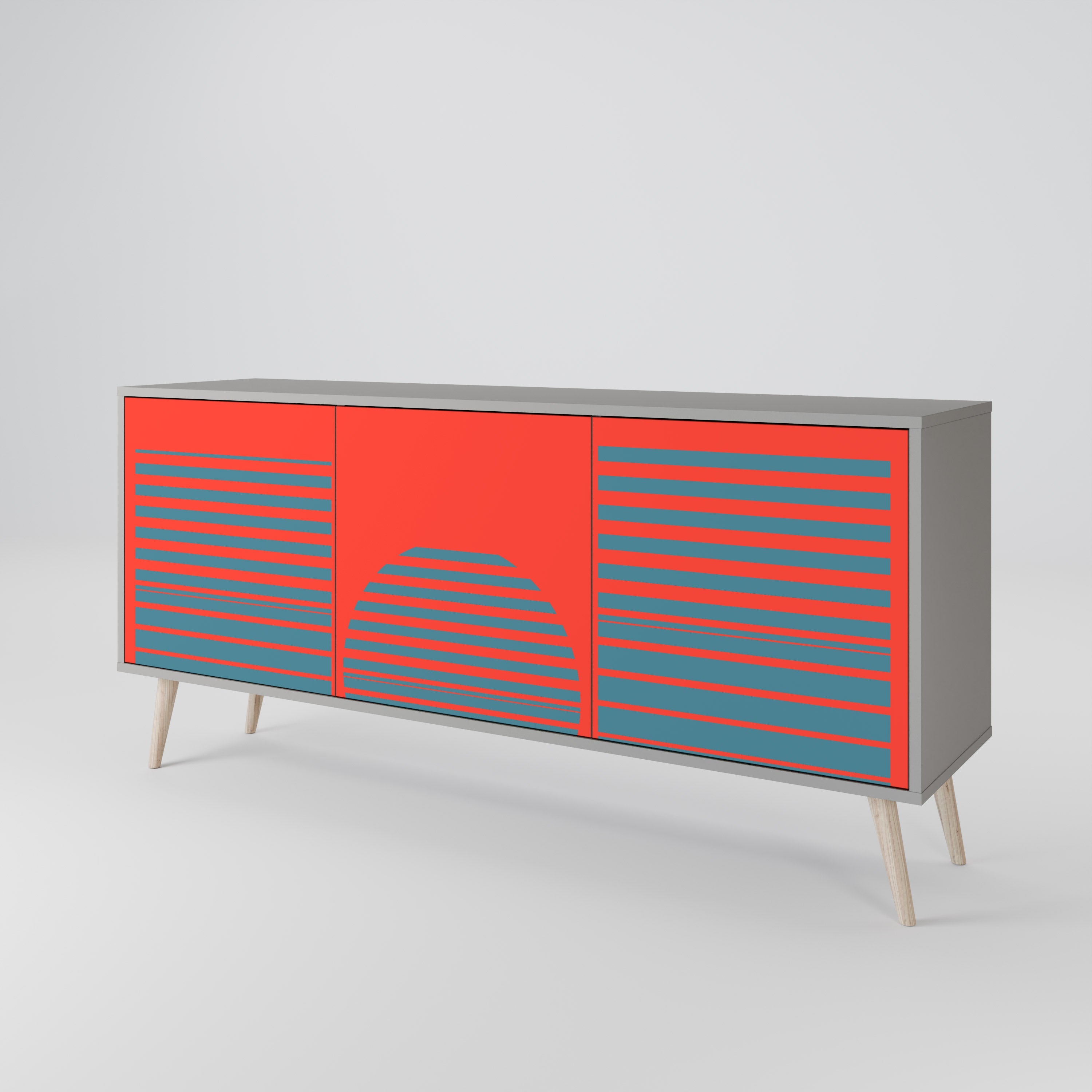 RISING GEOMETRY STARS 3-Door Sideboard in Grey Finish