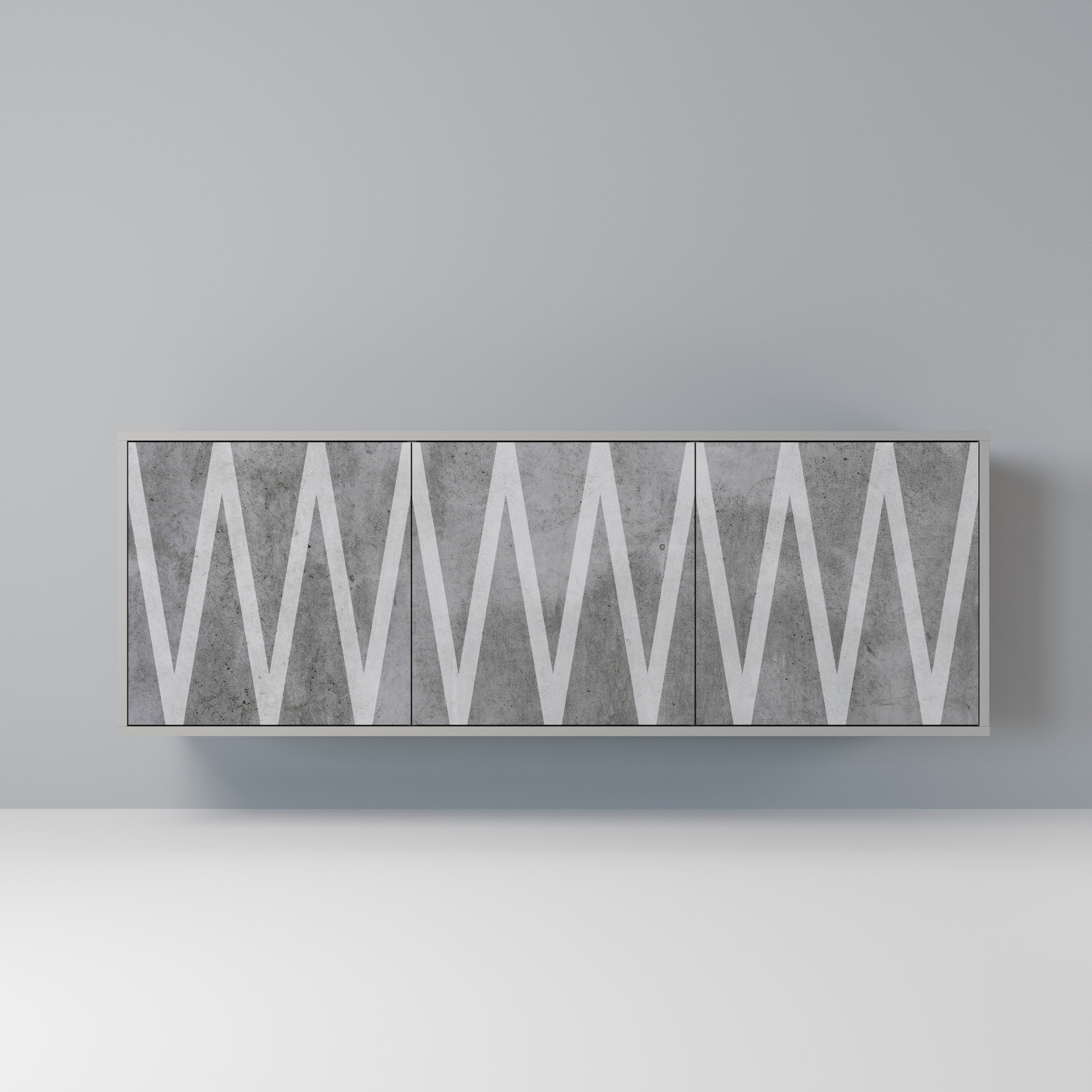 SOLID ZIG ZAG 3-Door Sideboard in Grey Finish