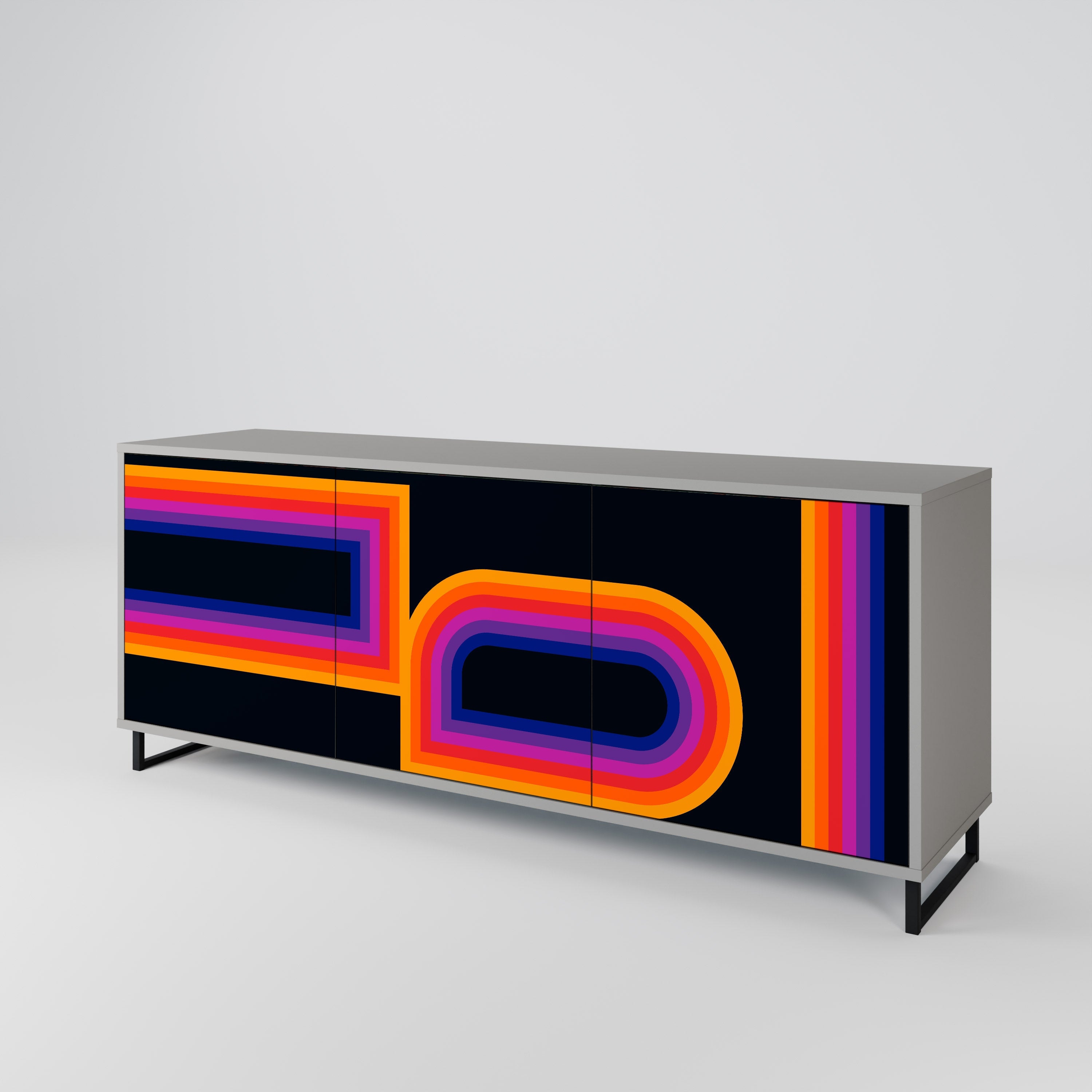 BLINDED BY THE LIGHTS 3-Door Sideboard in Grey Finish