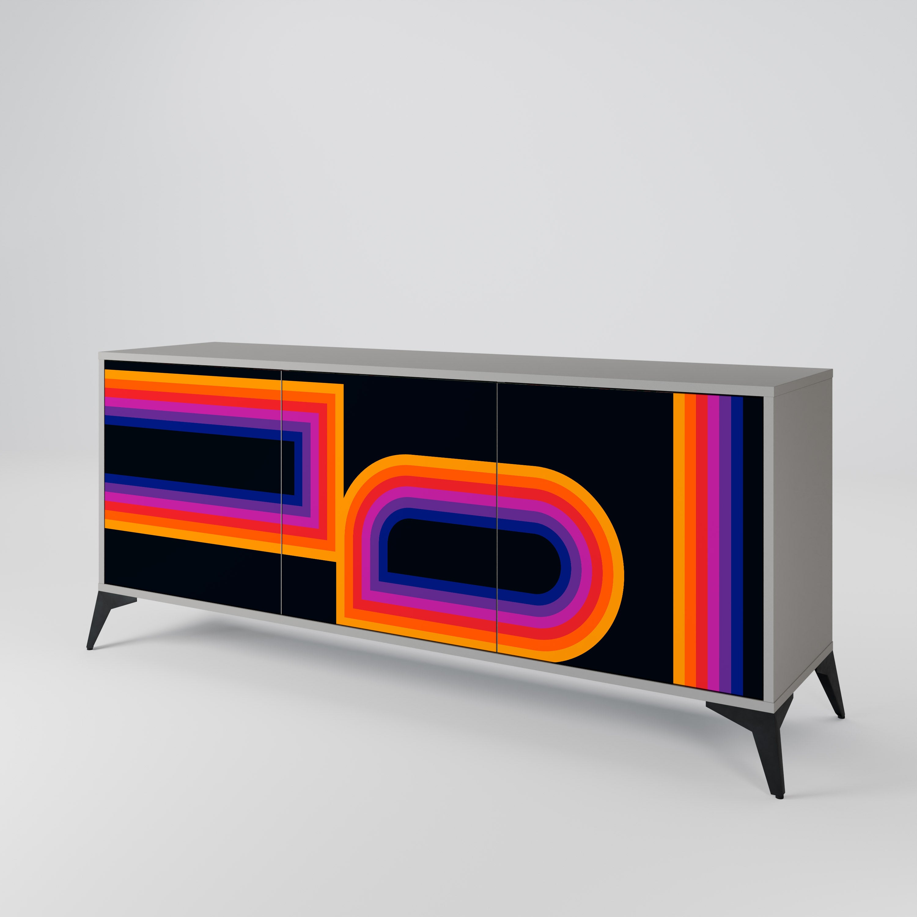 BLINDED BY THE LIGHTS 3-Door Sideboard in Grey Finish