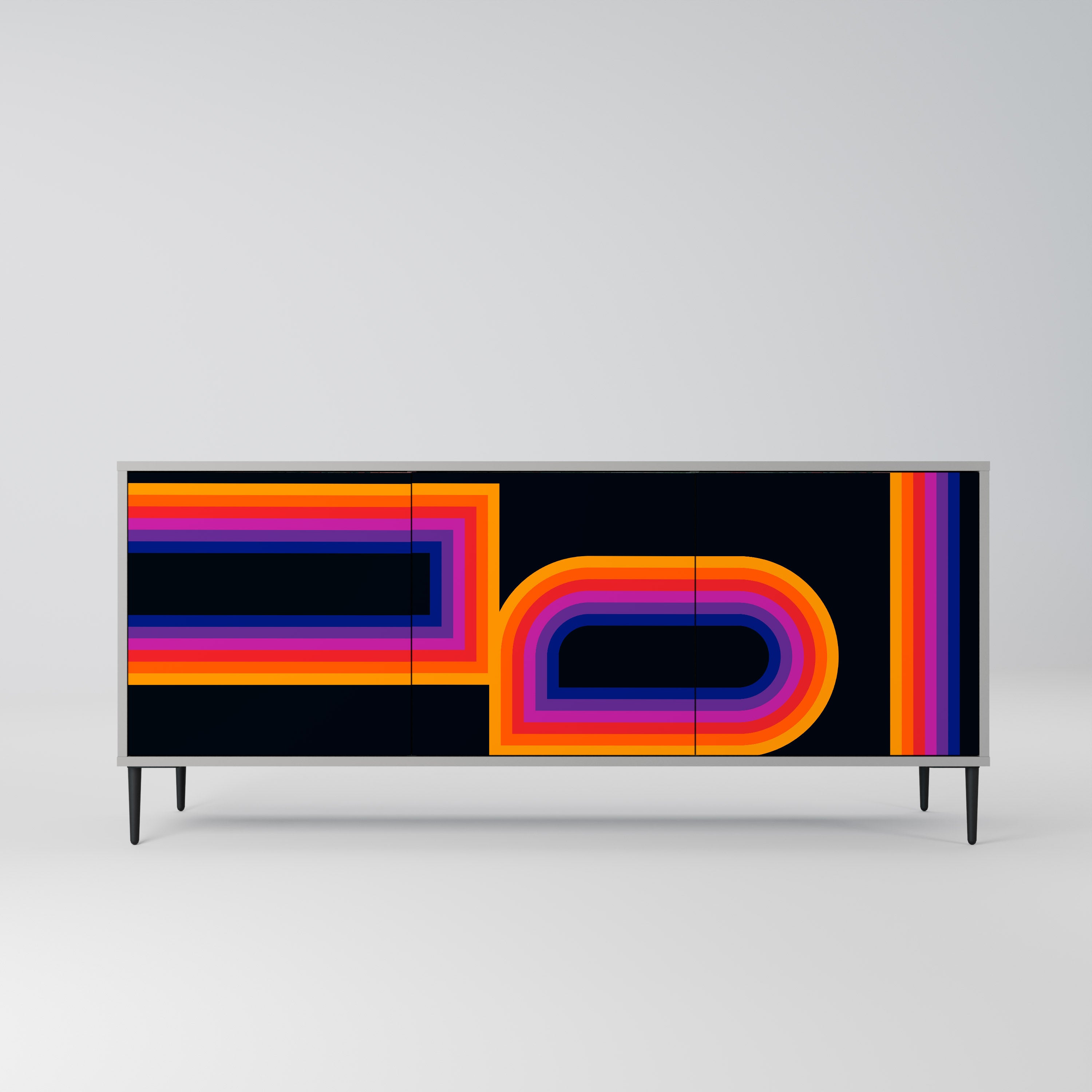 BLINDED BY THE LIGHTS 3-Door Sideboard in Grey Finish